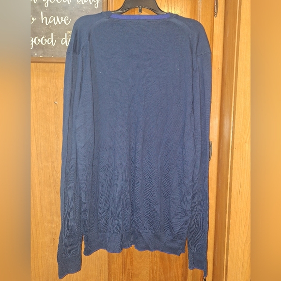 Jared Lang Men's Blue 100% Cotton V-Neck Sweater In A Size Medium. EUC - Picture 9 of 9